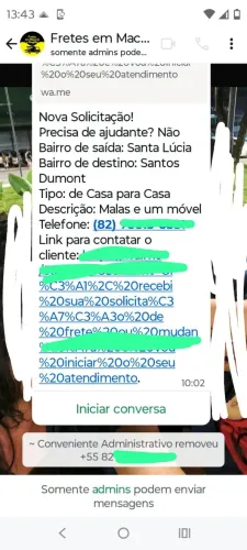 Fretes| quero entrar no grupo de fretes novamente?