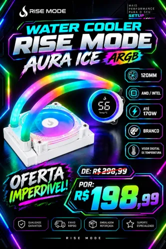Water Cooler Rise Mode Aura Ice ARGB, 120mm, AMD/Intel, Até 170W, Branco - RM-WAI-01-ARGB