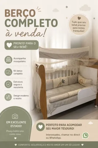 Berço completo + Kit completo a venda nunca usado