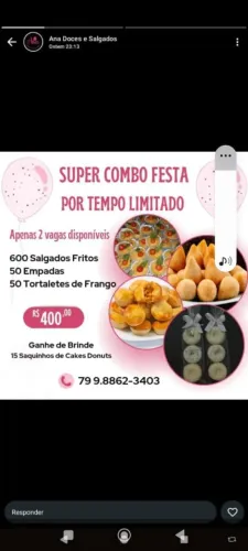 Combos de salgados e doces 