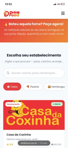 Delivery Drink Food, Sistema pronto é só se cadastrar gratuitamente por 3 meses