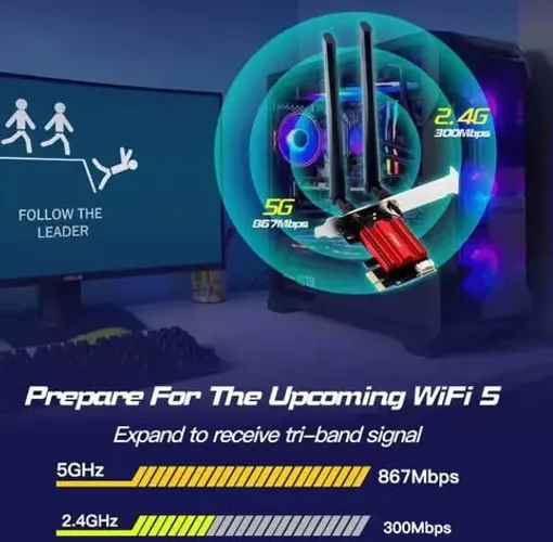 Fenvi wifi 5 pcie adaptador wifi ac1200 placa de rede e bluetooth 4.0