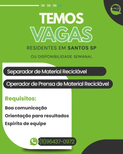 Operador de Prensa e Triagem de material reciclado
