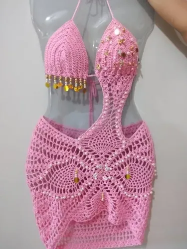 Vestido Luxo Abacaxi Crochê