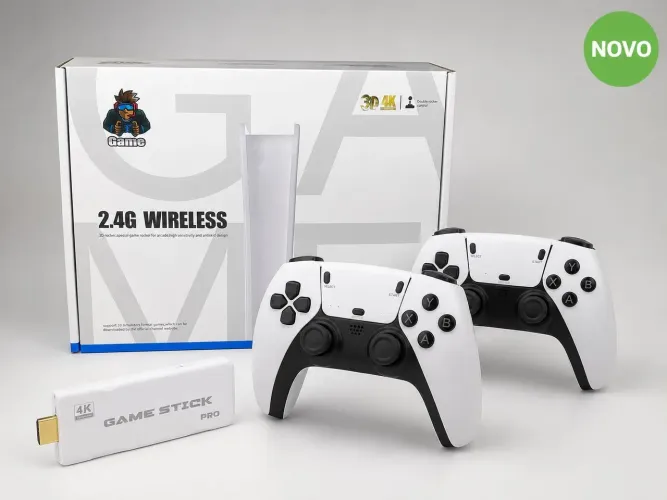 Game Stick Pro 4K com 2 Controles Sem Fio 2.4G