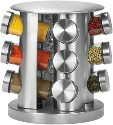 Porta temperos aço inox base giratória - Usado