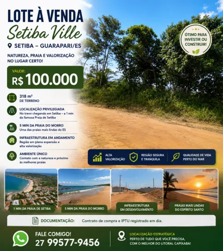 Terreno Setiba Ville - Guarapari bairro em estruturação