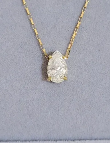 Pingente Ponto Luz Gota Moissanite Ouro 18k