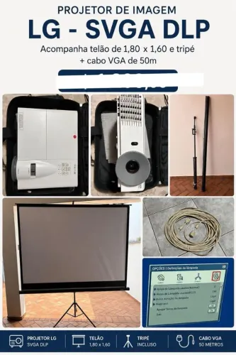 Projetor de Imagem com telão e tripé 