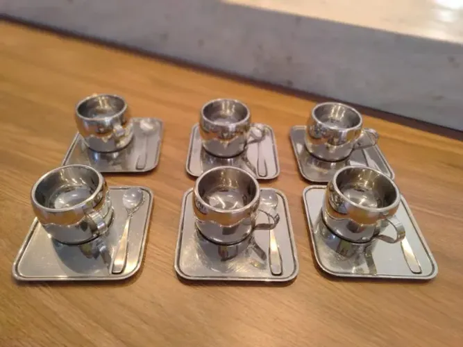 Conjunto xícaras de café em inox tramontina