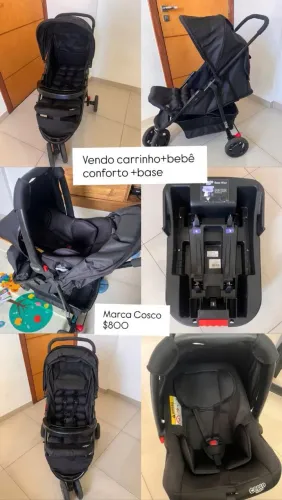 Carrinho de Bebê Toffy Kids + Bebê Conforto Toffy Kids + Base - Marca Cosco
