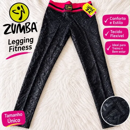 Calça Legging Zumba Fitness Next Level Long Bold Black Tamanho S