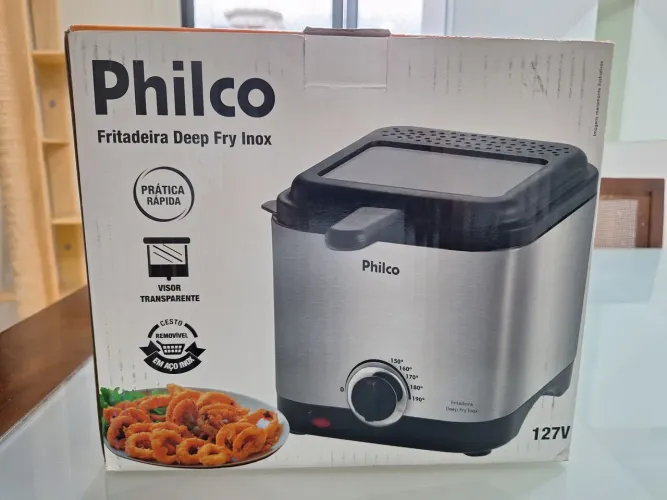 fritadeira elétrica philco com óleo deep fry 1.8l inox 110v