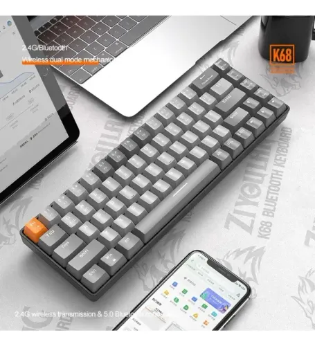Teclado Mecânico Sem Fio Gamer Free Wof K68 Bluetooth Pc [novo]