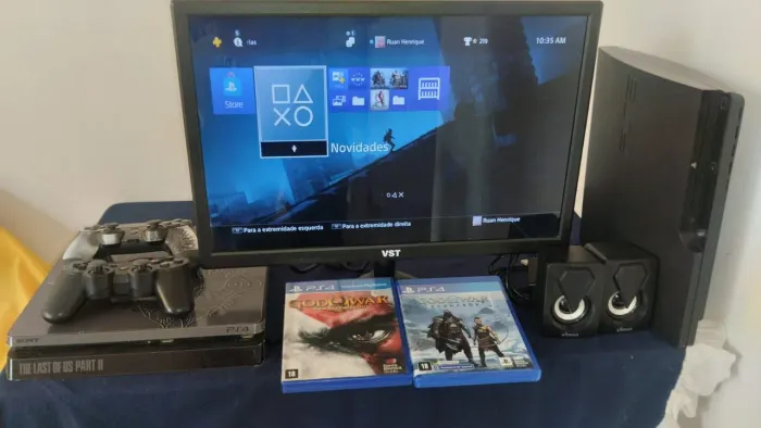 Troco PS4 slim 1T, PS3 slim TRAVADO 500GB e monitor vst 19 Pol HD por PS5 