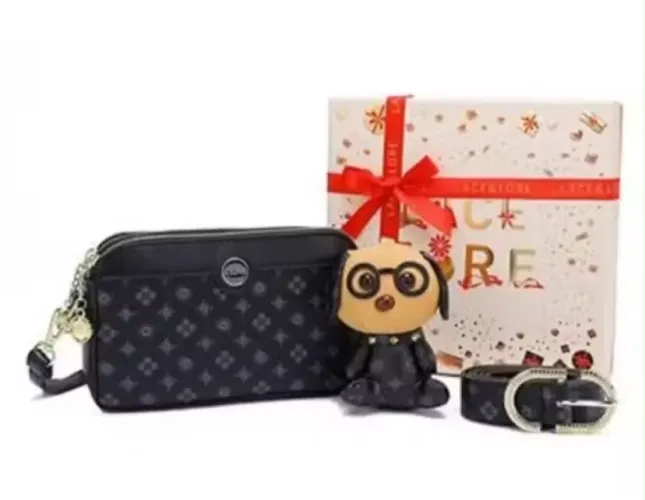 Kit com bolsa , chaveiro e cinto