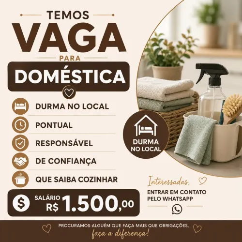 Preciso de doméstica para iniciar de imediato