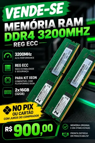 Memória DDR4 3200MHz (32GB) REG ECC para Xeon