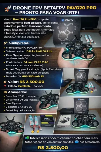 DRONE FPV BETAFPV PAVO20 PRO - PRONTO PARA VOAR