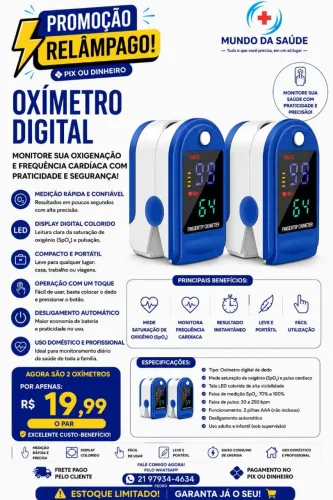 2 oxímetros R$ 19,99 ( promoção Pix ou dinheiro)