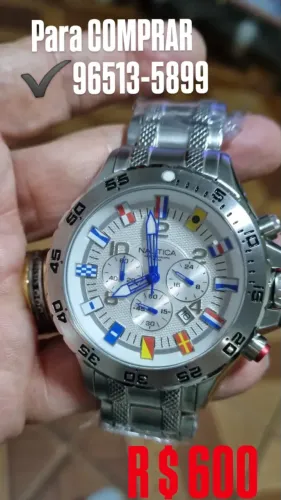 Relógio Nautica Bandeiras Mostrador Branco Multifuncional