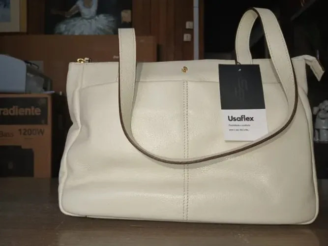 BOLSA GRANDE BRANCA COURO USAFLEX GRANDE VALOR 390,00