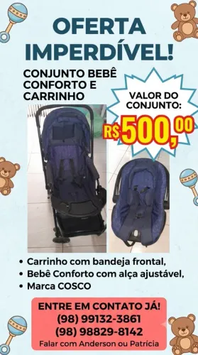 Carrinho de bebê e bebê conforte