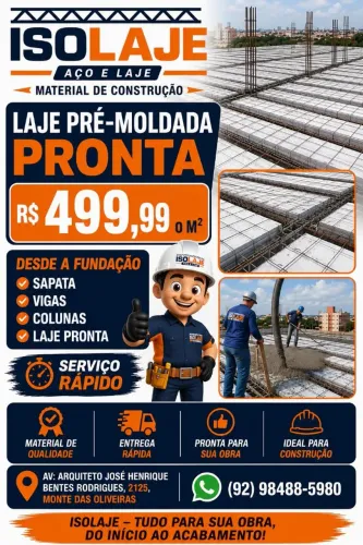 Laje Pré-Moldada Pronta = Fundação + Estrutura + Laje