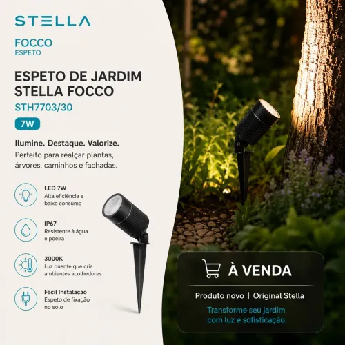 Espeto de Jardim LED Stella Focco Espeto Mini 7W - STH7703/30 - 6 UNIDADES - 150 CADA
