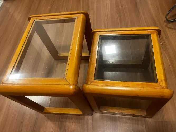 Mesinhas de madeira tampo de vidro conjunto