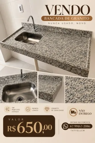 Bancada pia de granito e tanque 