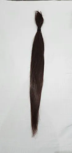 Cabelo castanho liso humano 64cm