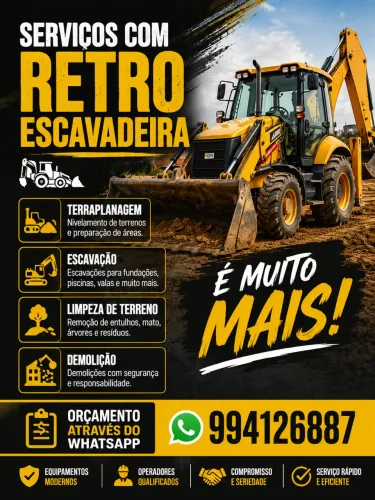 Retroescavadeira, serviço de máquina, terraplanagem