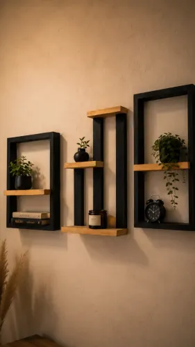Kit 3 Prateleiras Decorativas Industrial Madeira Preta