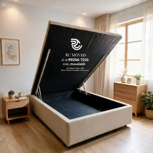 Cama Box Baú Casal 1,38x1,88 Inteiriço Pistão a Gás Suede Chocolate Resistente