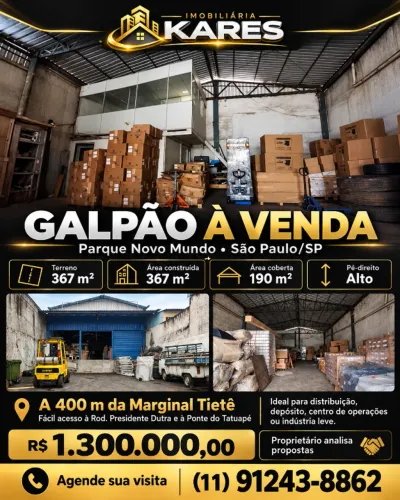 GALPÃO À VENDA NO PARQUE NOVO MUNDO