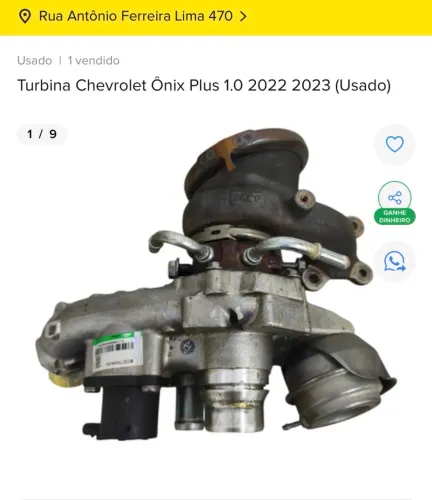 TURBINA CHEVROLET ÔNIX PLUS 1.0 2022 2023 
