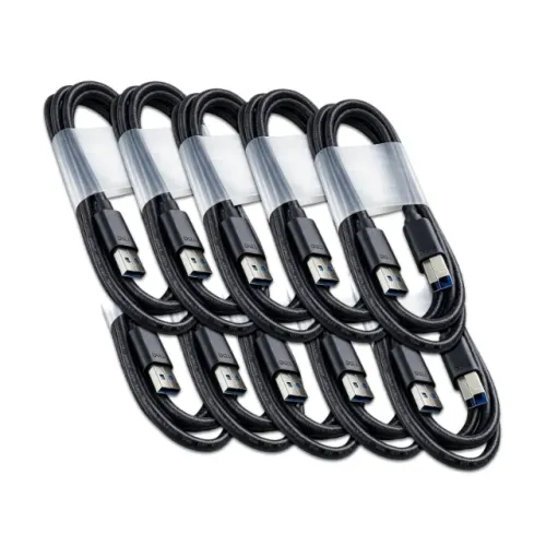 Kit 10 Cabos USB 3.0 A para B 1,8m para Monitor Dell 5Gbps