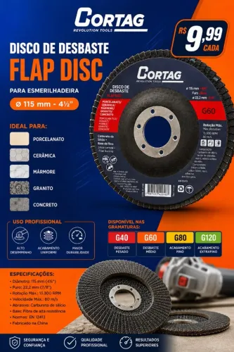 Disco Flap de desbaste para esmerilhadeira - Cortag