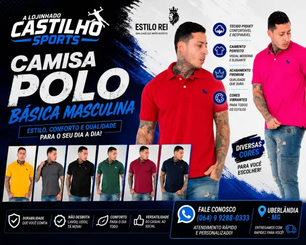 Camisa Polo Masculina Tam: P, M e G