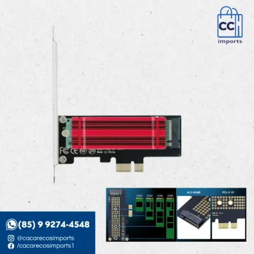 Placa Adaptador FENVI M.2 NVMe para PCIe 4.0 com Dissipador - A... | Novo | Pronta Entrega