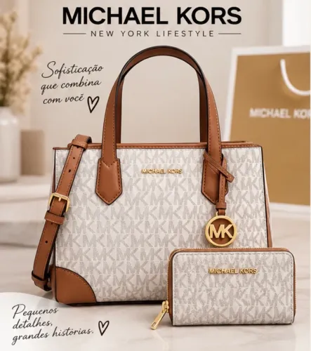 Kit Michael Kors Bolsa + Carteira Original - Vanilla - Novo