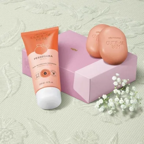 Kit Pessegura Boticario Hidratante + sabonete Mães 