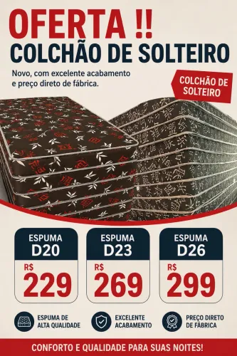 Colchões de Solteiro a preço de Fábrica!