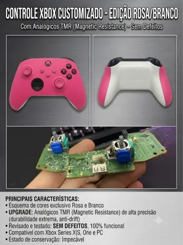 Controle Rosa Xbox Séries S com TMR