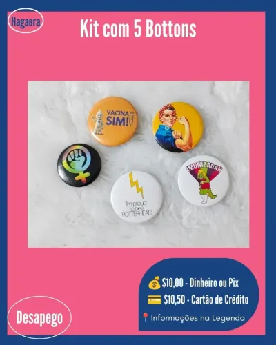Desapego: Kit com 5 Bottons 