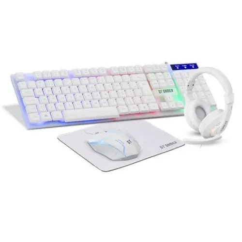 Kit Gamer GT Gamer com Headset + Teclado + Mouse 1200DPI + Mousepad Branco<br>