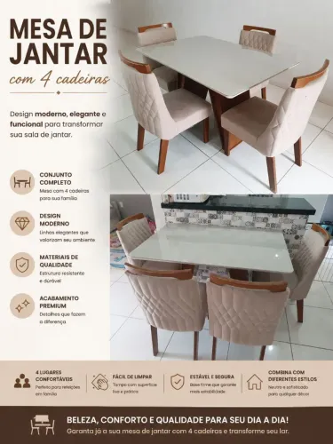 Mesa de jantar com 4  cadeiras