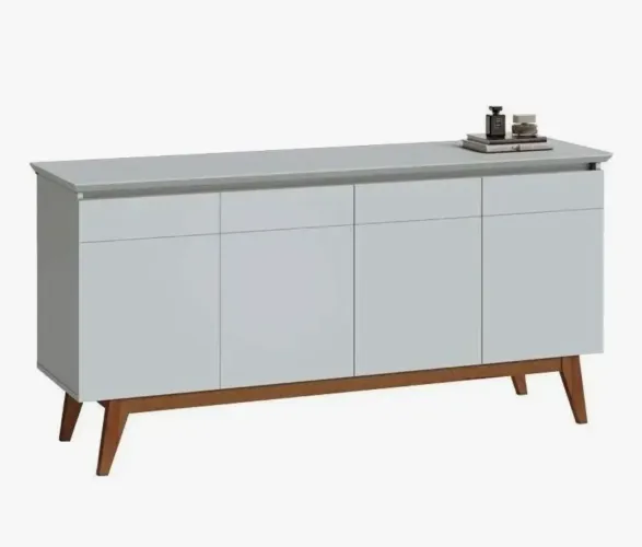 Buffet Aparador Branco Balcão Sala Jantar Estar 4 Pt Retrô