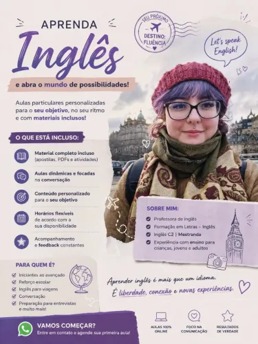 Aulas particulares de inglês | Online ou em Joinville | Material incluso